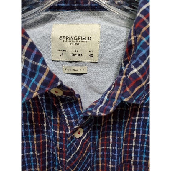 Springfield mens size L long sleeve buttoned up cotton flannel front left pocket - Picture 2 of 3